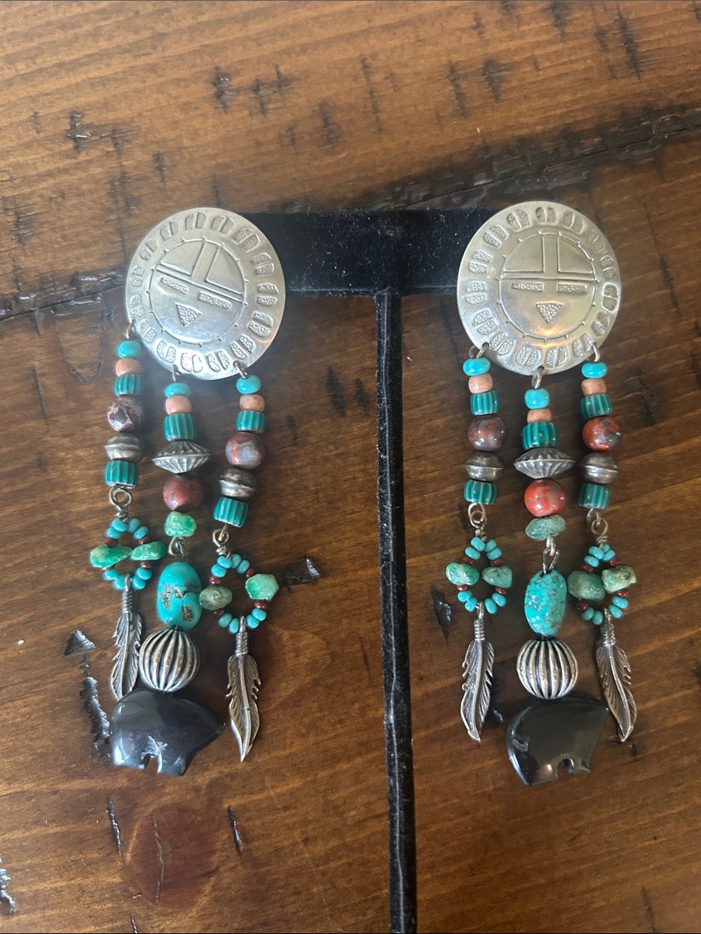 Long, Vintage Native American Earrings